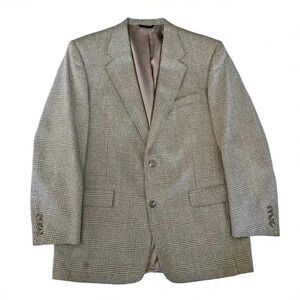 HART SCHAFFNER MARX Plaid Sport Coat Blazer Size 42 Silk Blend  Two Button